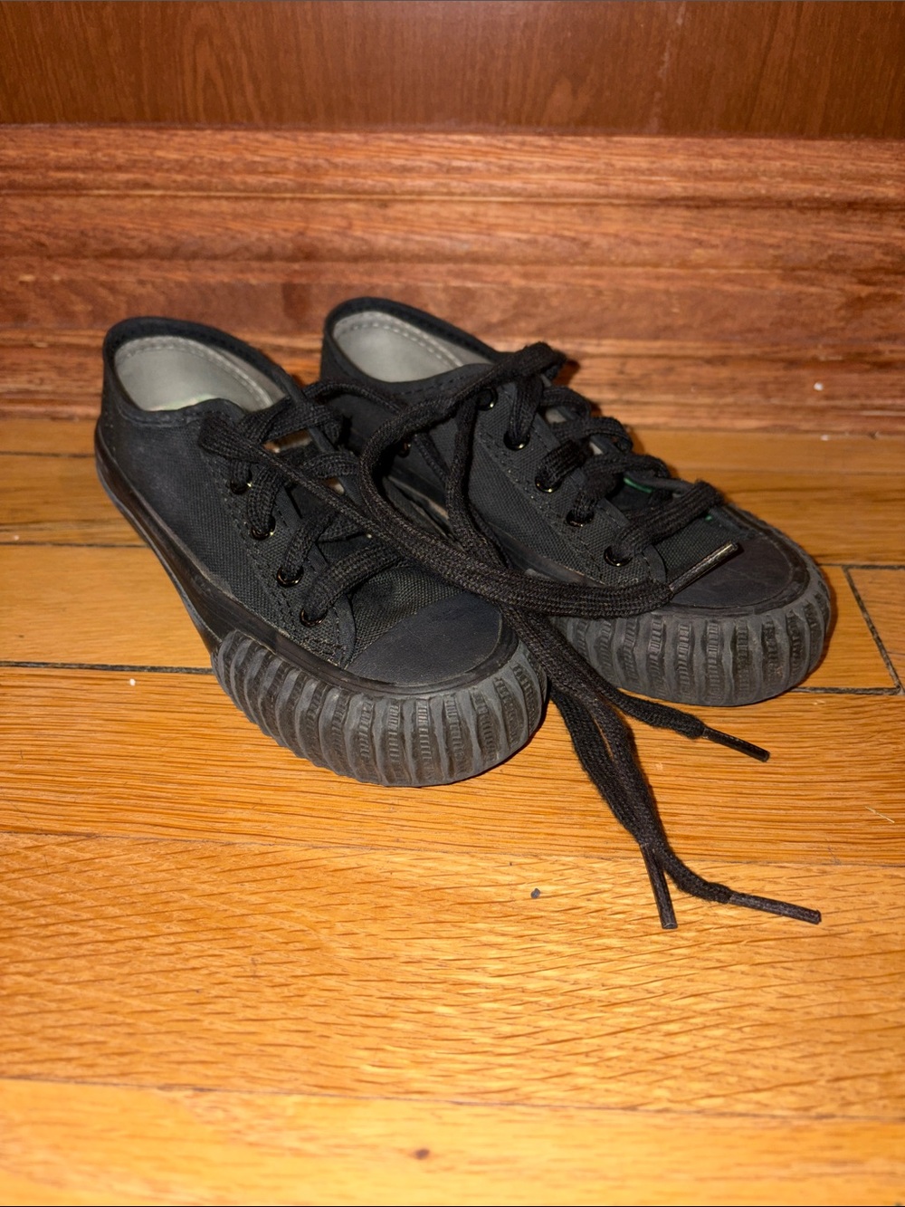 P.F. Flyers Kids Black Canvas Lace-Up Sneakers